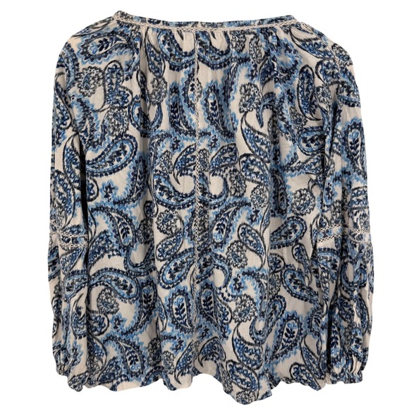 Lauren Ralph Lauren Women's Blue Paisley Print Long Sleeve Peasant Blouse XL - Picture 2 of 5